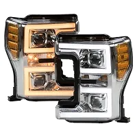 17-19 F250 & F350 ANZO LED Switchback Outline Projector Headlights (Chrome)