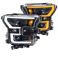 15-17 F150 ANZO Black Switchback Outline Headlights